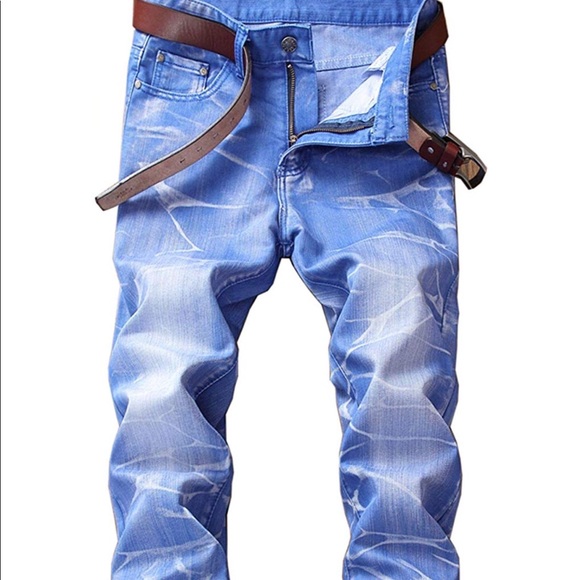 Mens Skinny Slim Fit Stretch Straight Leg Fashion Jeans Pants